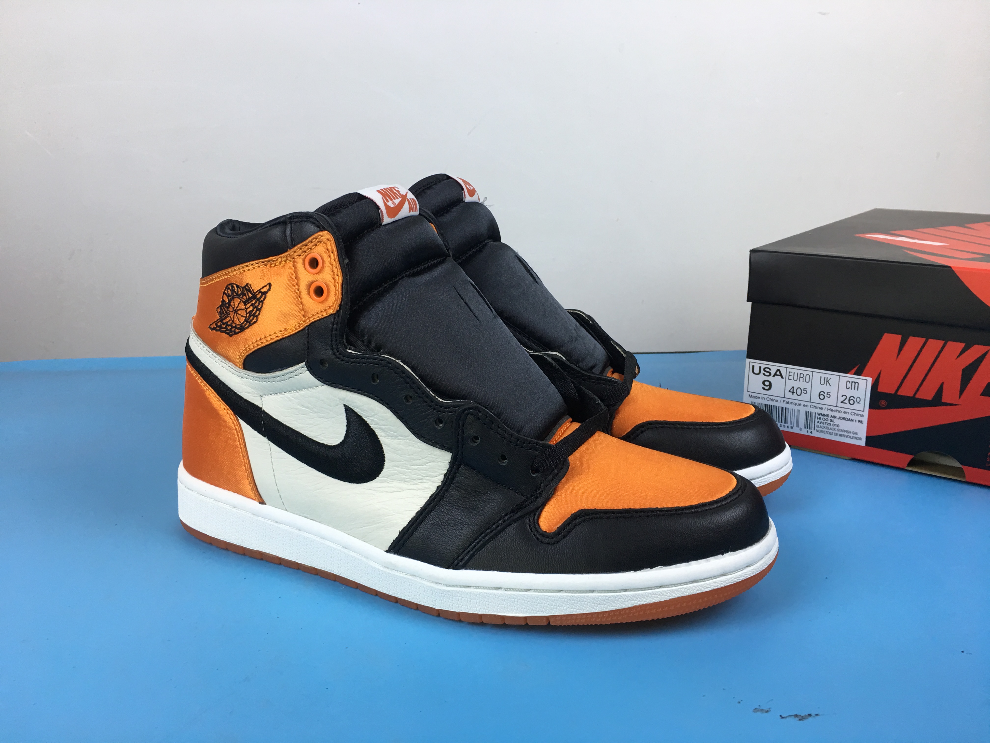 Air Jordan 1 Satin Shattered Backboard Orange Black White Shoes - Click Image to Close